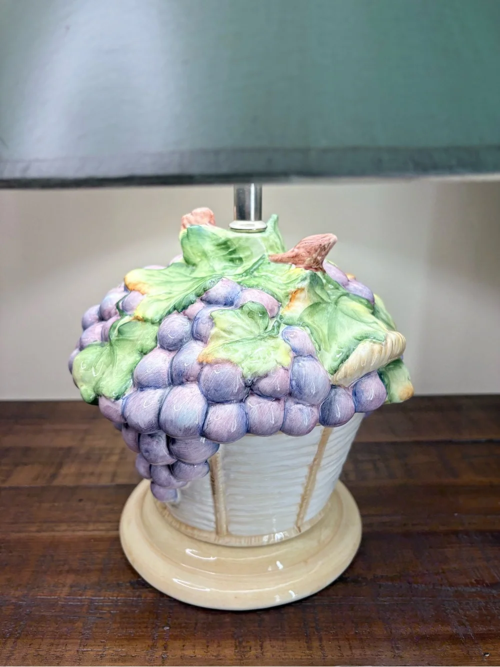 Vintage Mid-20th-Century Italian Ceramic Majolica Table Lamp